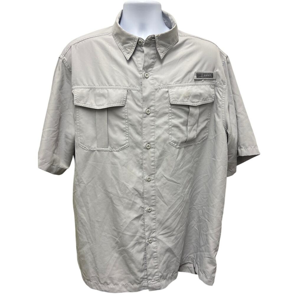 Habit fishing shirt men’s XL Gray vented UPF 40+ button down short sleeve